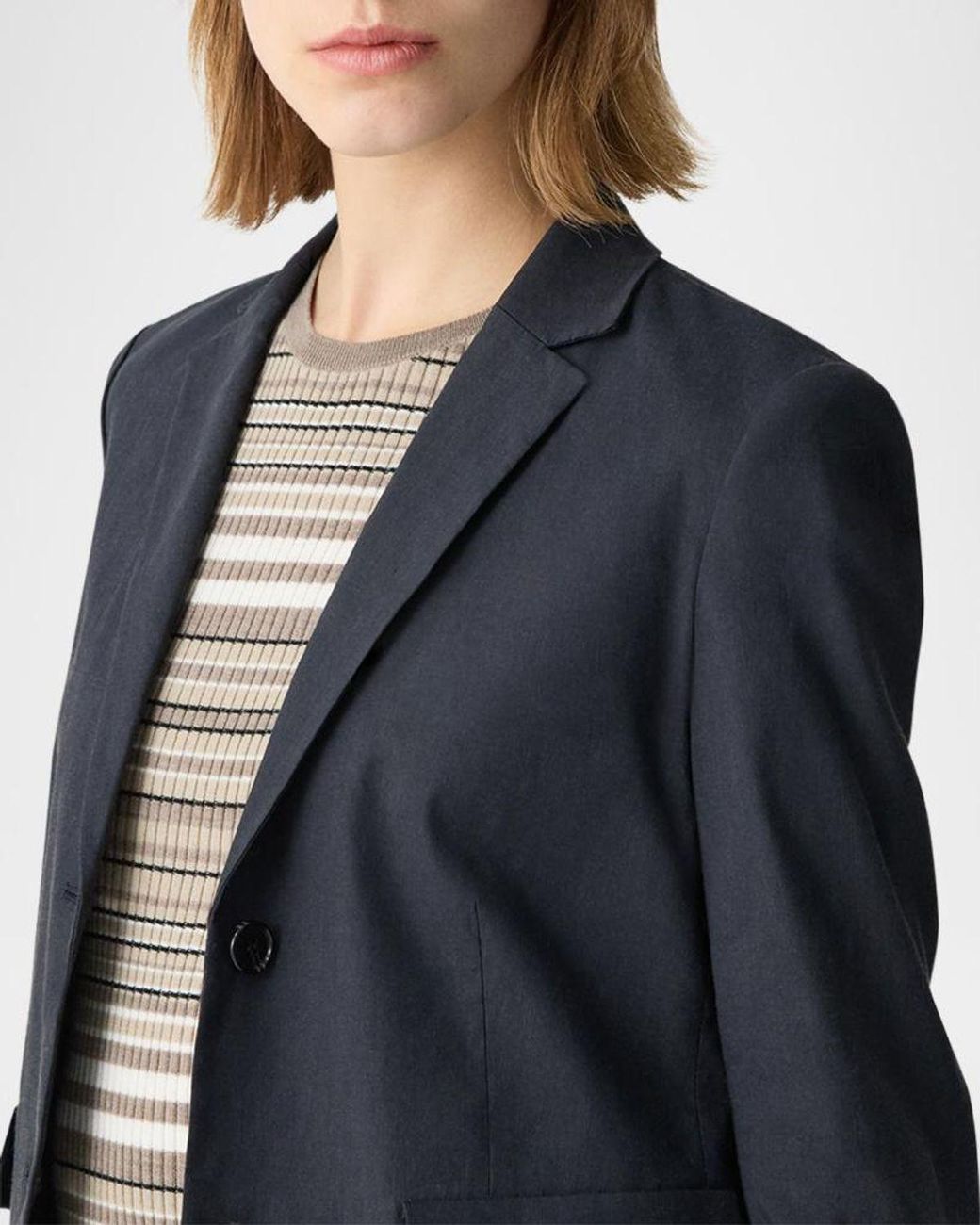 Theory Blue Shrunken Crunch Linen Jacket