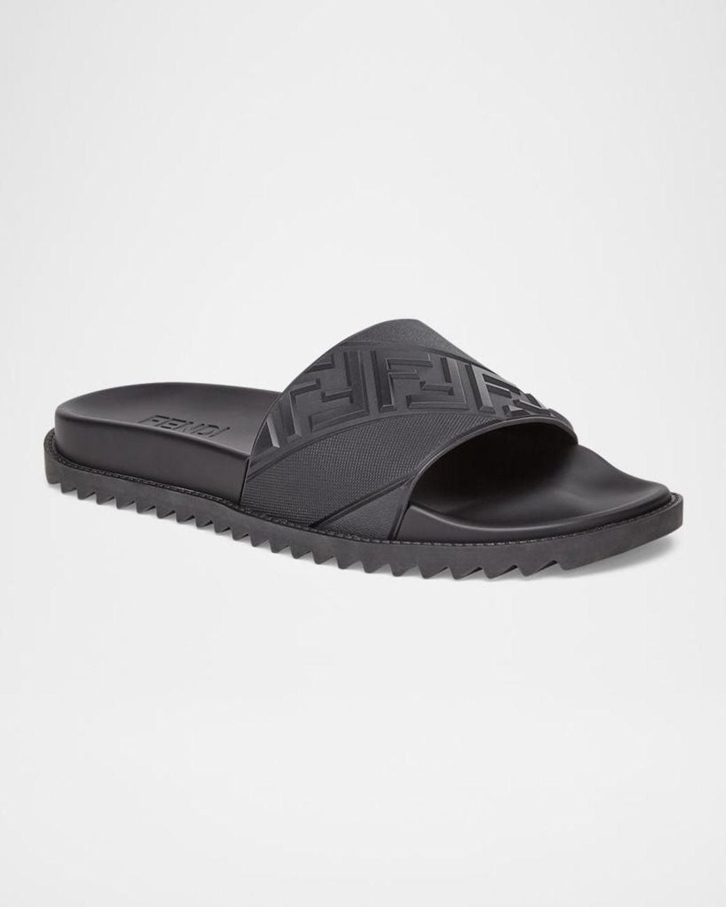Fendi Black Apos;S Ff Logo Slide Sandals for men
