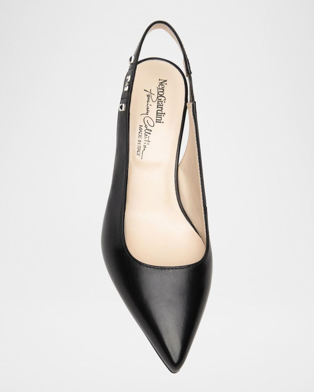 Nero Giardini Black Leather Slingback Pumps