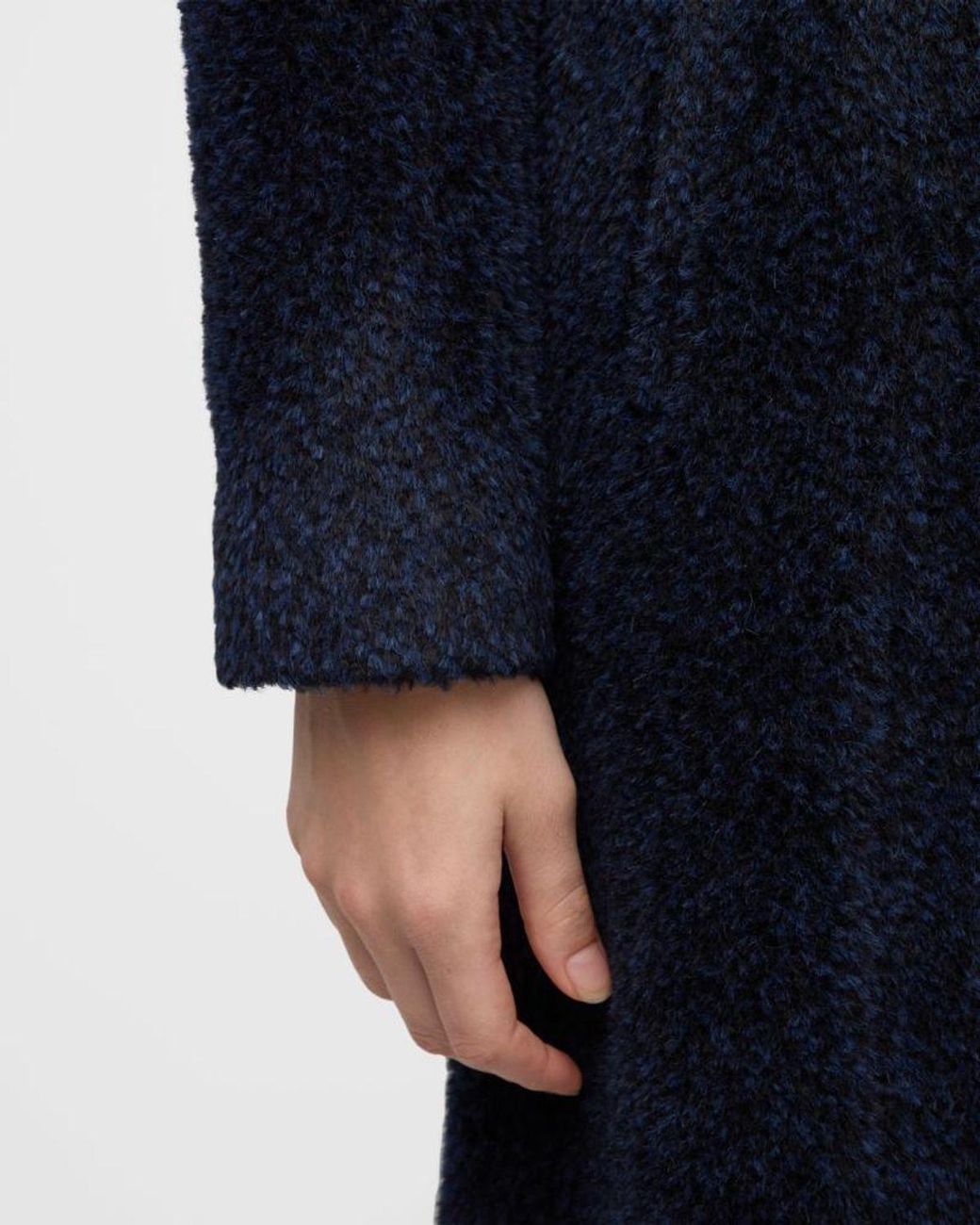 Sofiacashmere Blue Alpaca Snap Button Coat