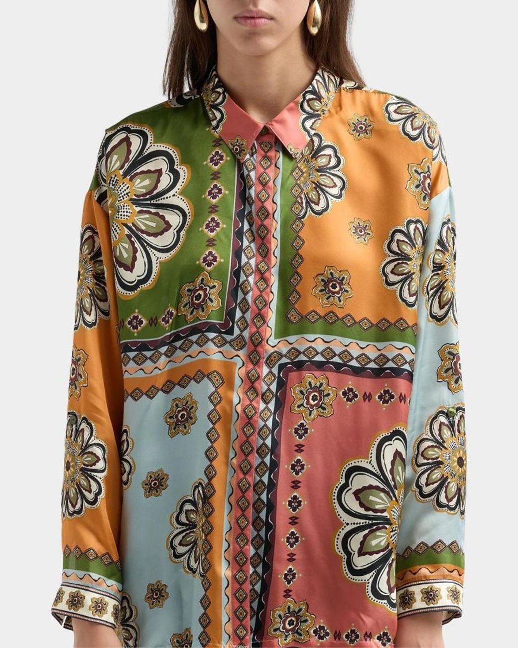 Johnny Was White The Audrey Patchwork Button-Front Shirt