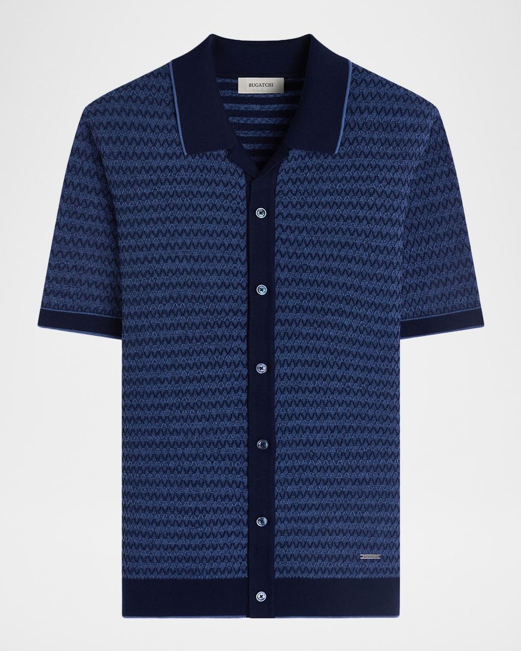 Bugatchi Blue Apos;S Two-Tone Honeycomb Button-Front Sweater for men