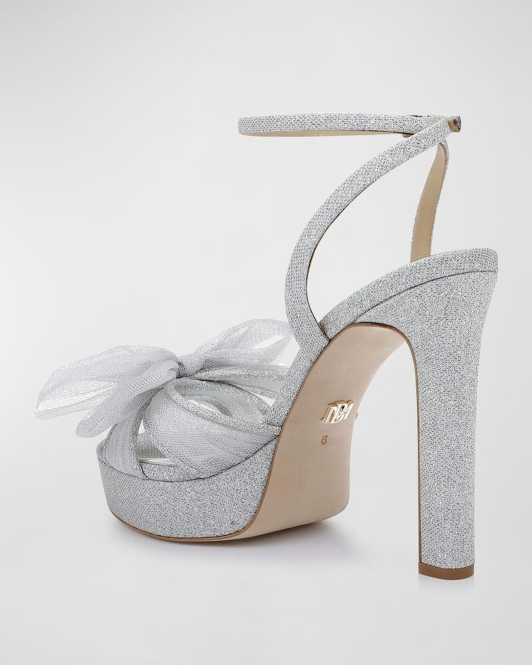 Badgley Mischka White Sophie Tulle-Bow Platform Sandals