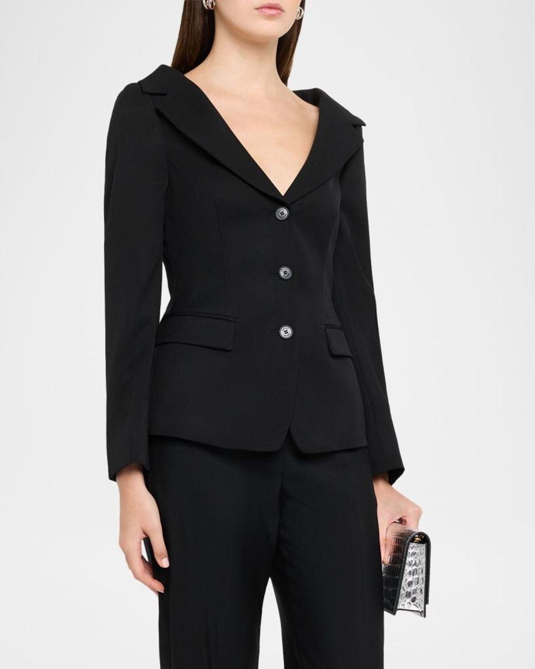 McQueen Black Off-The-Shoulder Single-Breasted Jacket