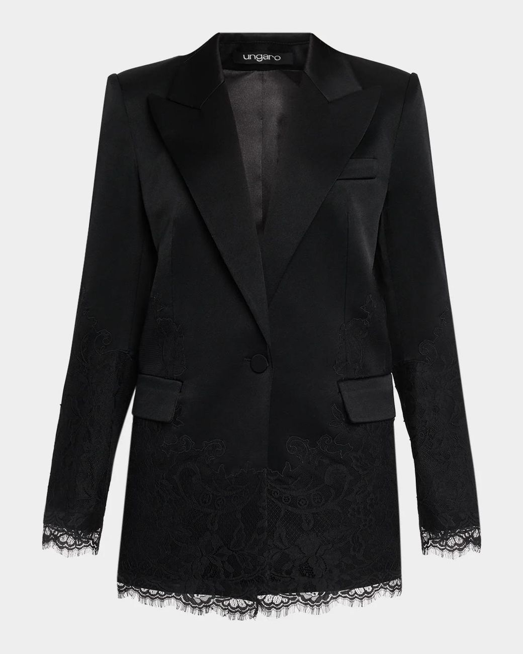 Emanuel Ungaro Black Norma Single-Button Lace Jacket