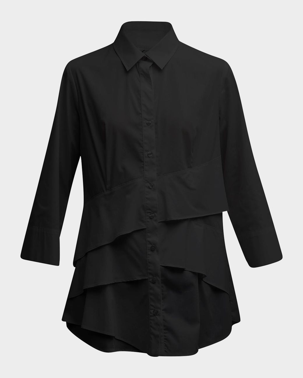 Finley Black Jenna Button-Down Ruffle Poplin Top