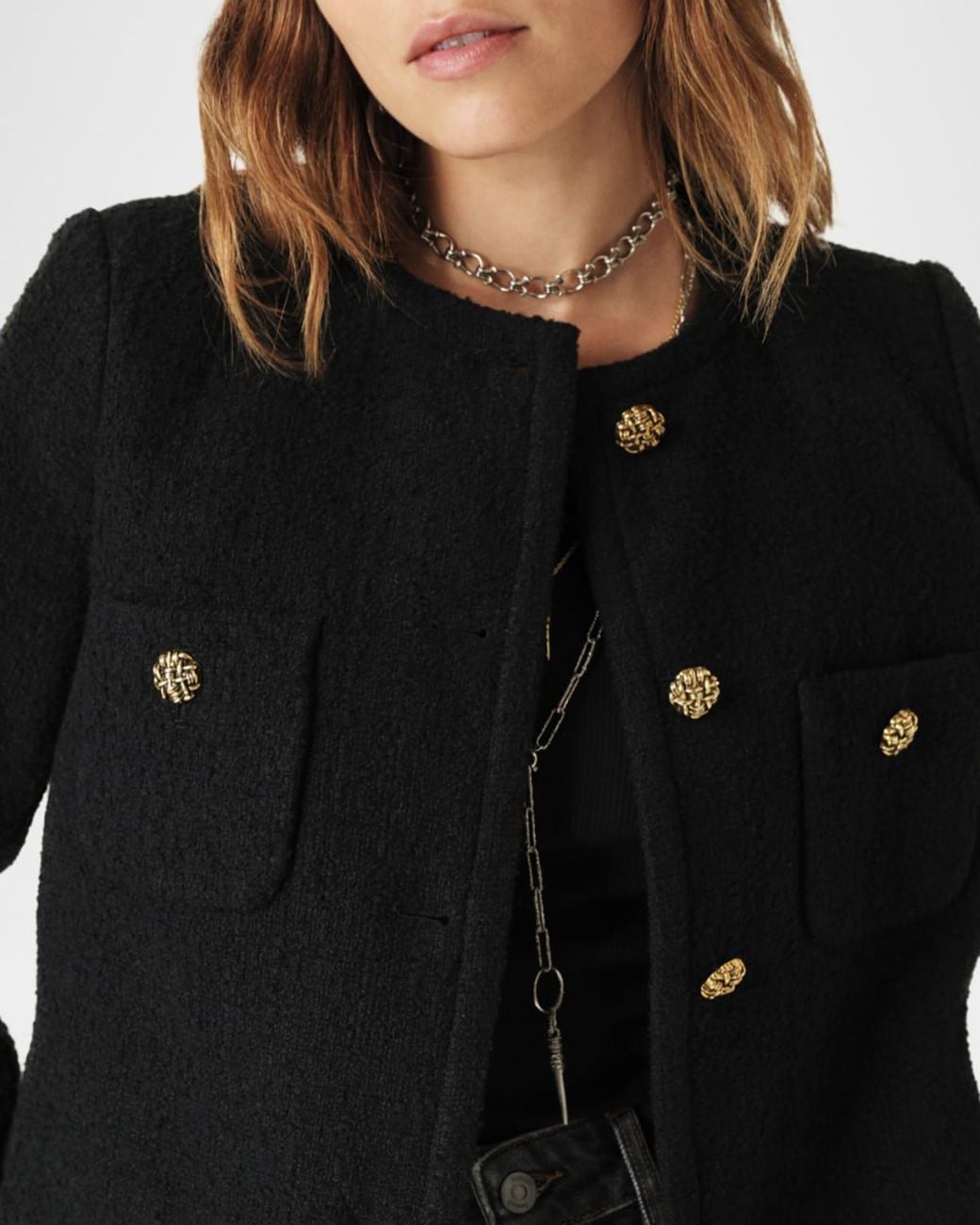 Ba&sh Black Meredith Bouclé Jacket
