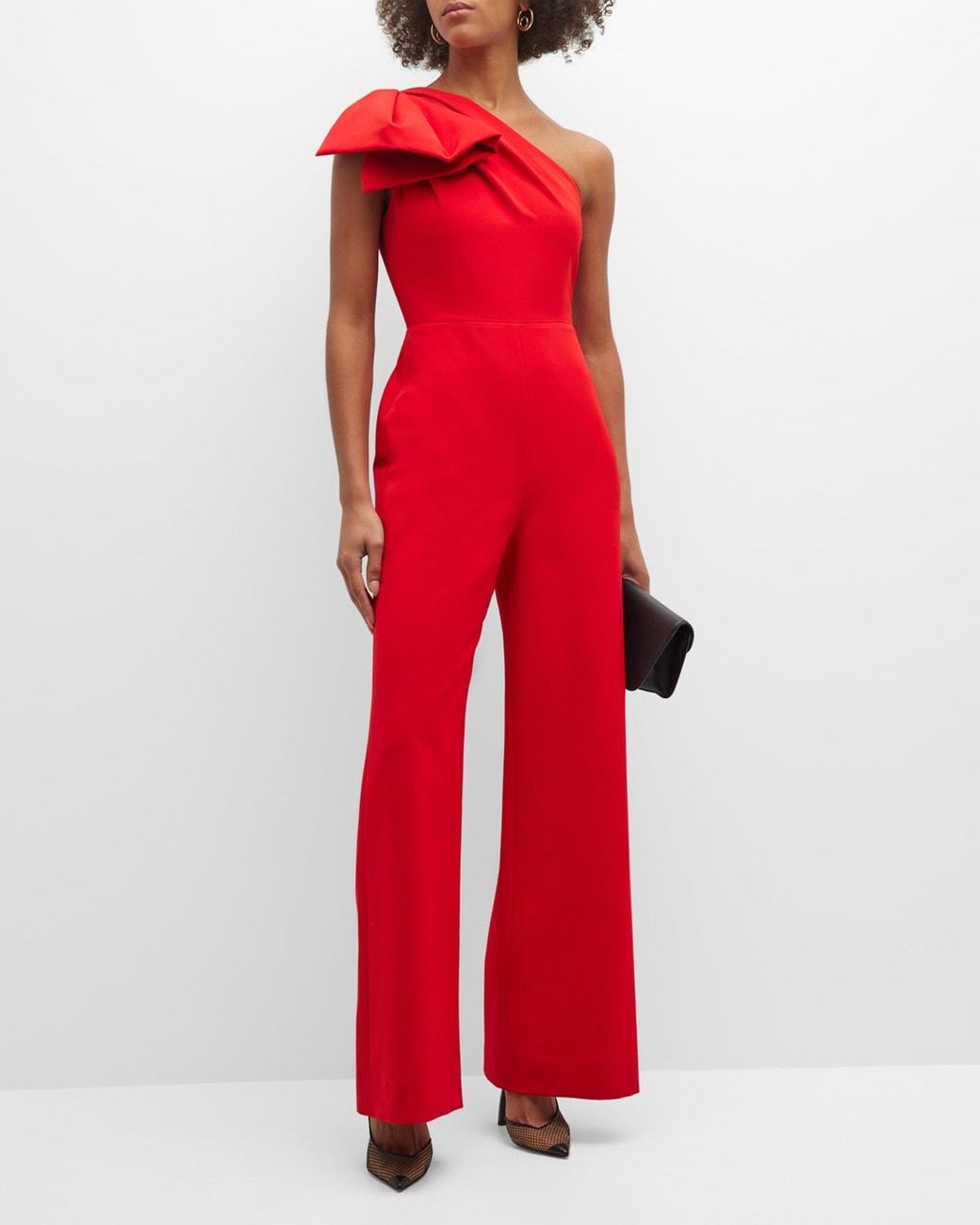 MILLY Knox One-shoulder Wide-leg Jumpsuit in Red | Lyst