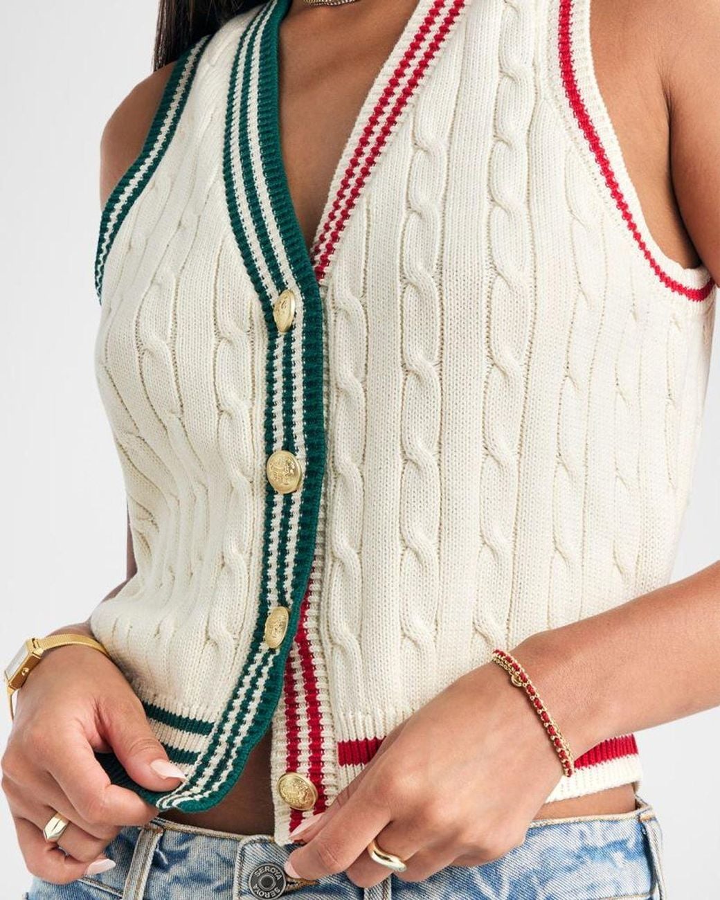 SER.O.YA Multicolor Pearson Cable-Knit Vest