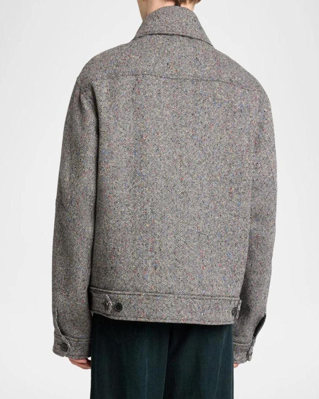 Dries Van Noten Gray Apos;S Tweed Wool Full-Zip Jacket for men