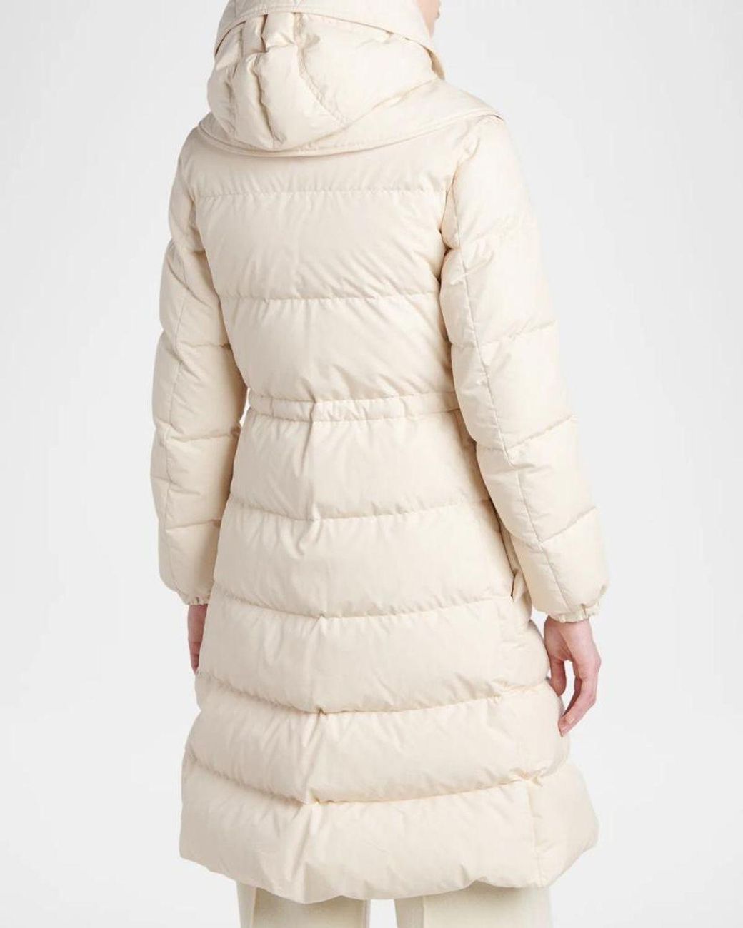 Moncler Natural Pic Hooded Long Down Jacket