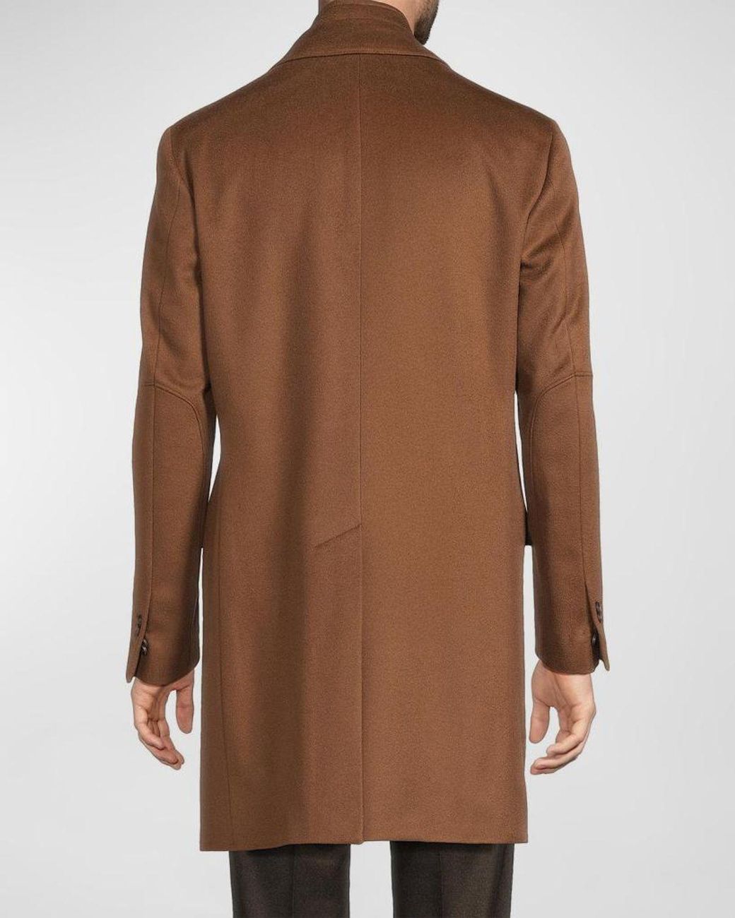 Corneliani Brown Apos;S Virgin Wool Single-Breasted Top Coat With Zip Insert for men