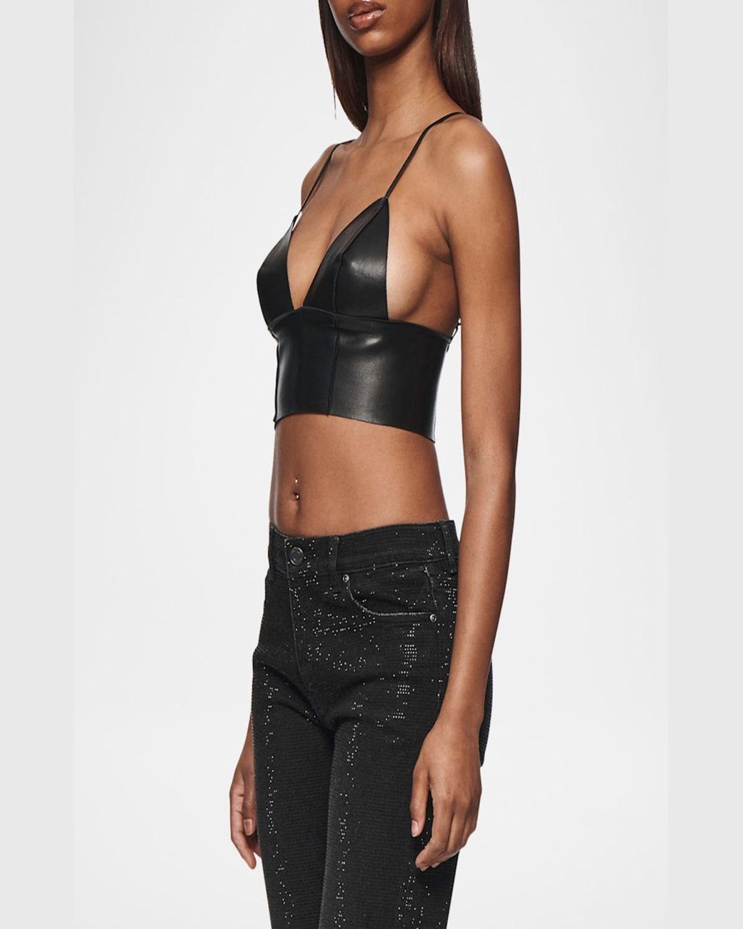 Purple Leather Bralette in Black Lyst