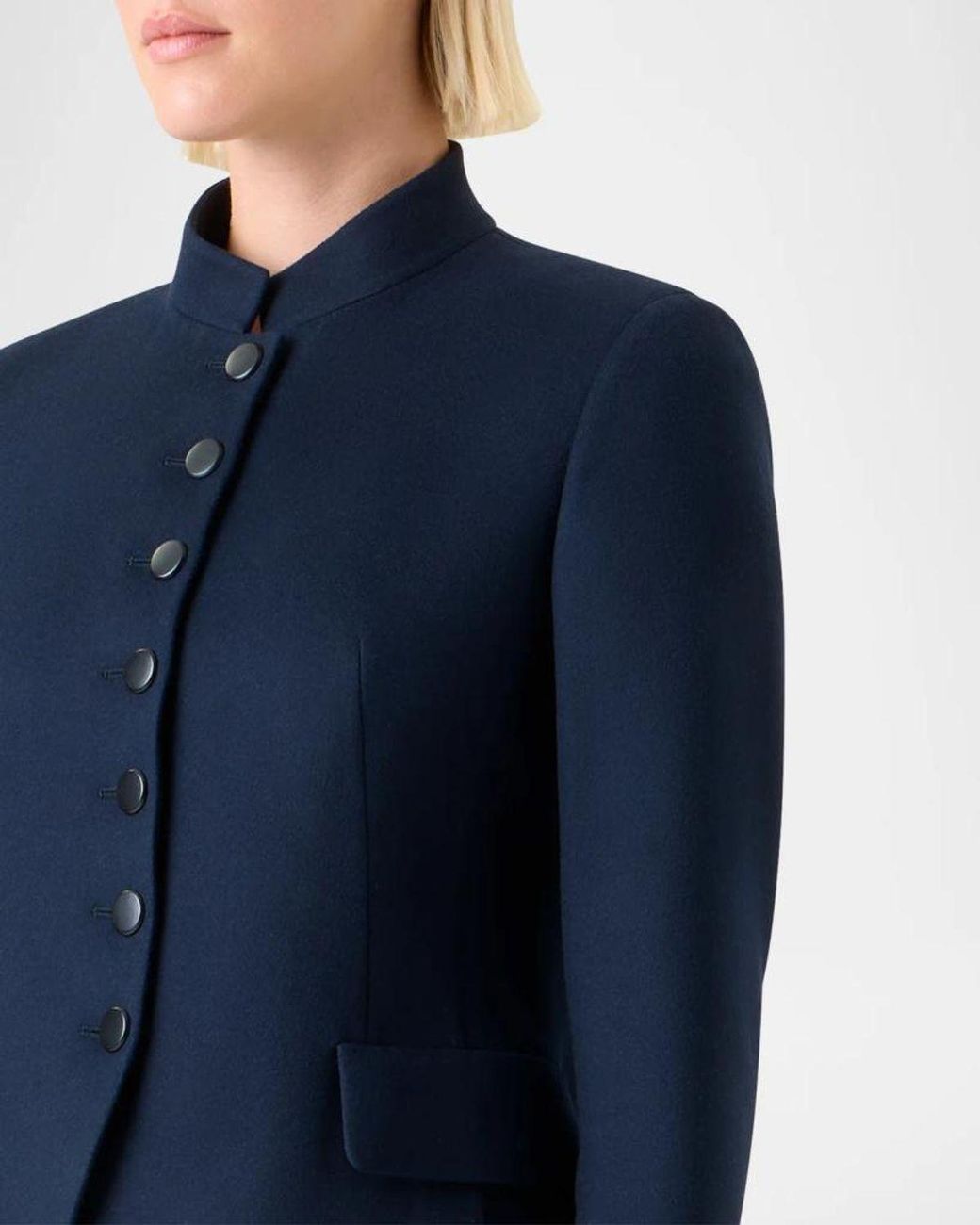 Akris Blue Deva Wool Flannel Double-Face Jacket
