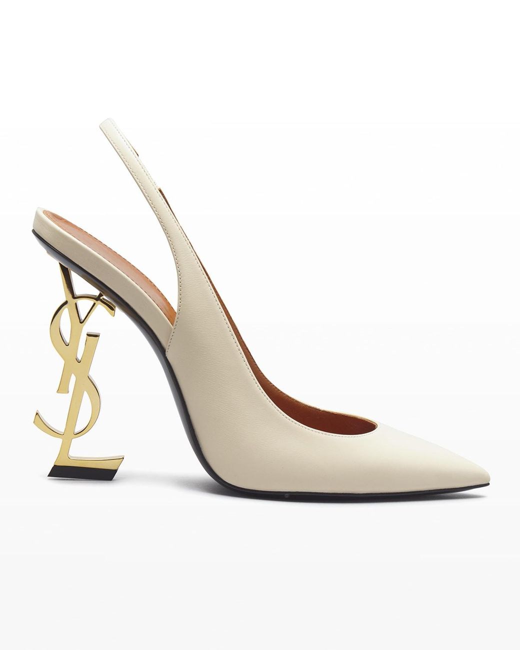 Saint Laurent Opyum Ysl Pointed Leather Pumps in White | Lyst
