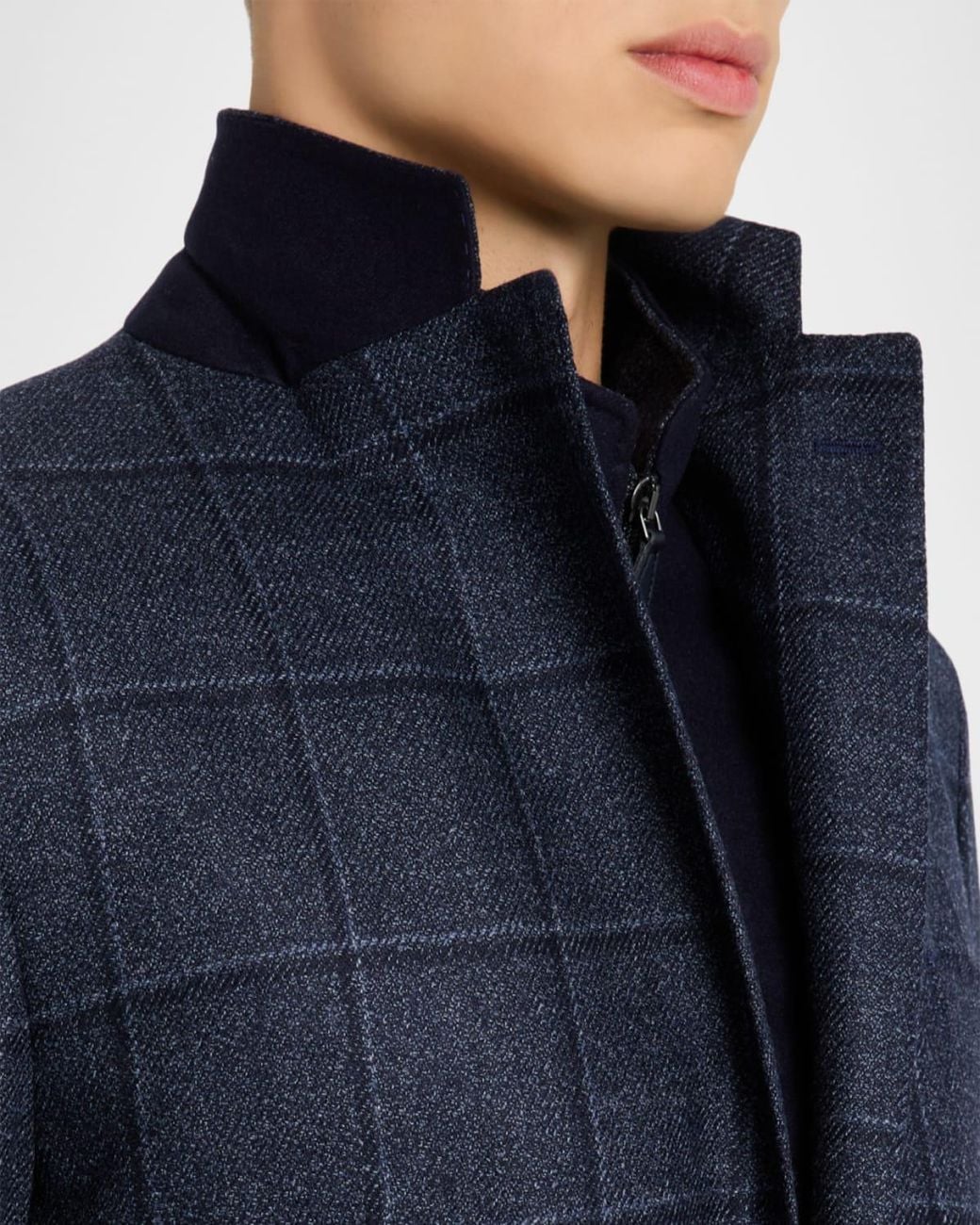 Neiman Marcus Blue Apos;S Windowpane Wool And Silk Sport Coat With Zip Vest for men