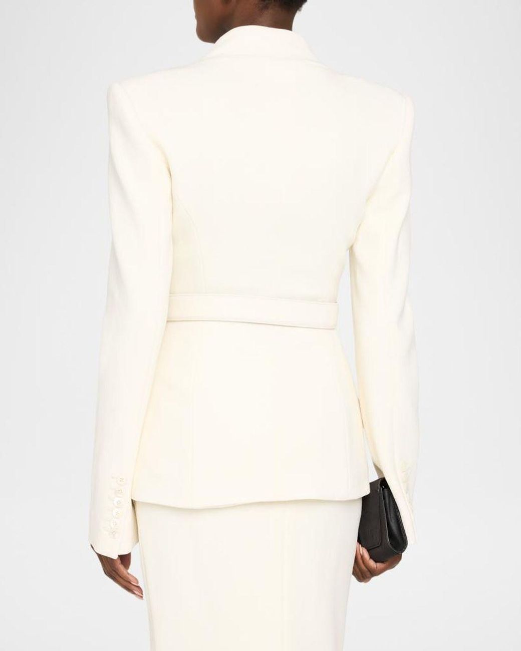 Sergio Hudson Natural Collarless Slim Tailored Wool-Blend Jacket