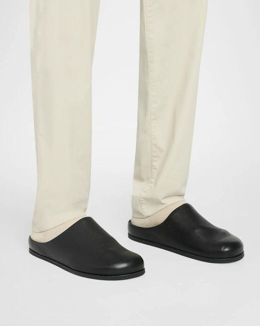 Vince Black Leo Grained Leather Clogs for men