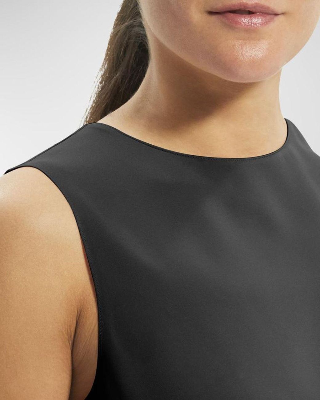 Theory Black Silk Straight Shell Top