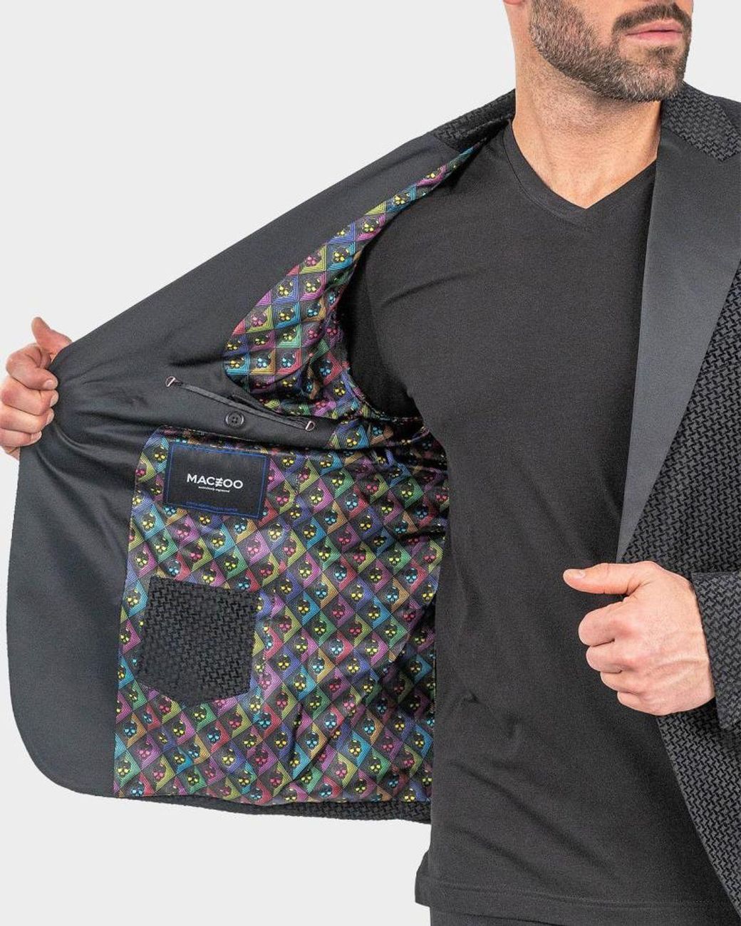 Maceoo Gray One-Button Blazer for men