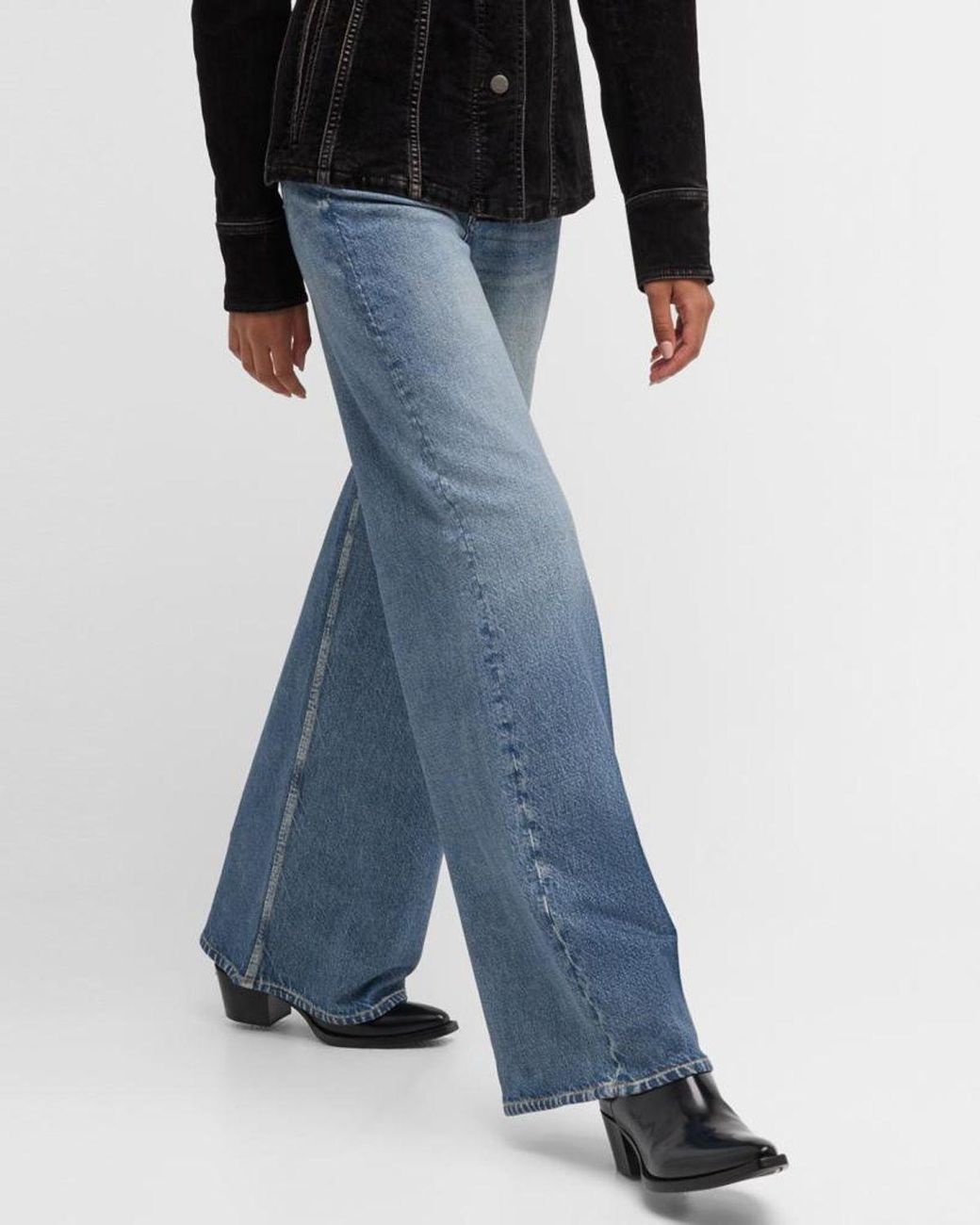 Rag & Bone Blue Rb Miramar Sofie Cotton-Terry Wide-Leg Jeans