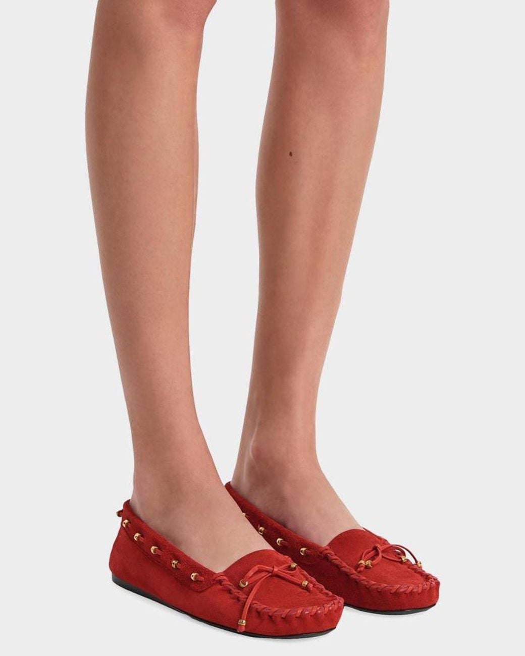 Khaite Red Milly Suede Moccasins