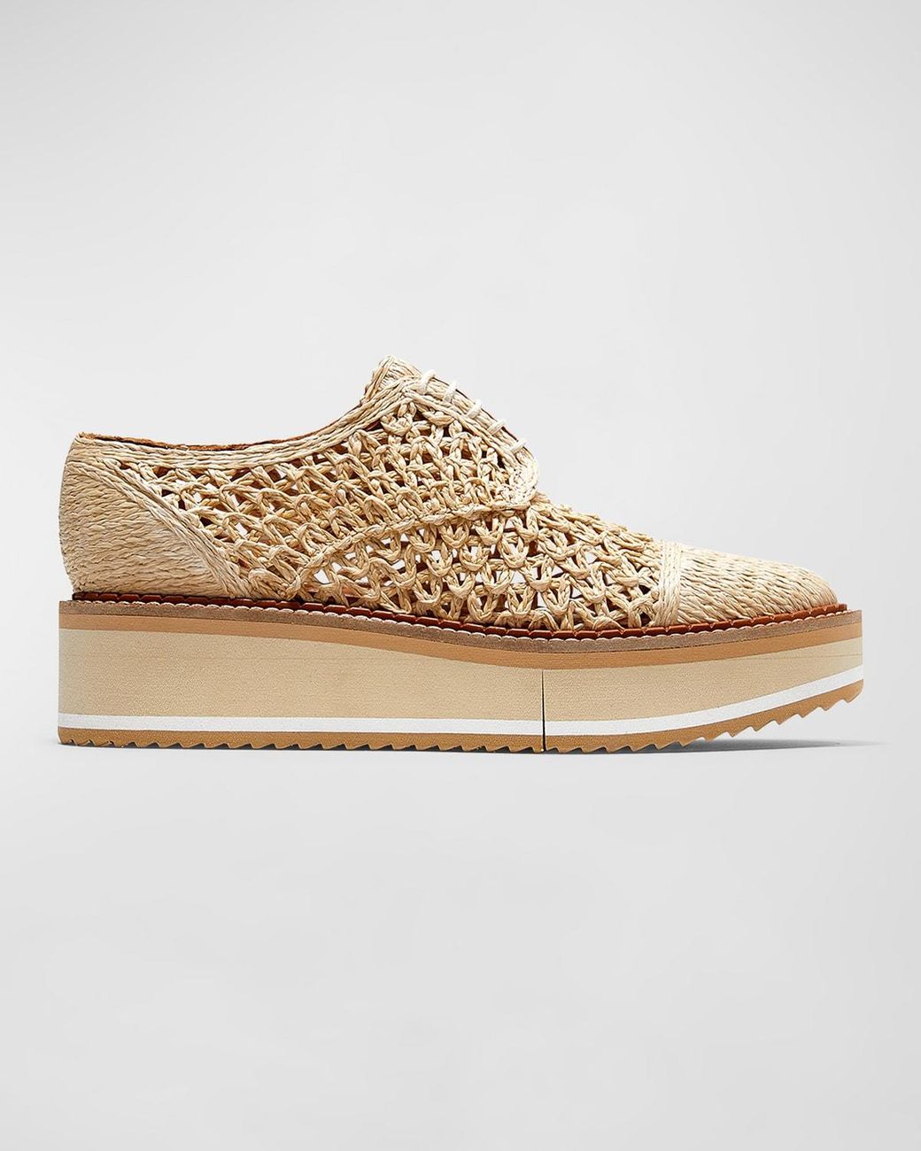 CLERGERIE PARIS Raffia Lace-up Platform Loafers in Natural | Lyst