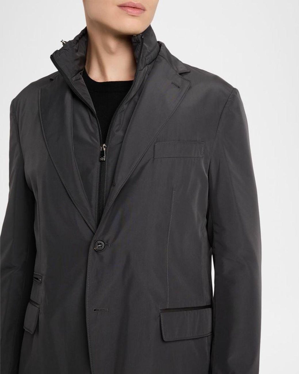 Corneliani Black Apos;S Technical Fabric Single-Breasted Blazer for men