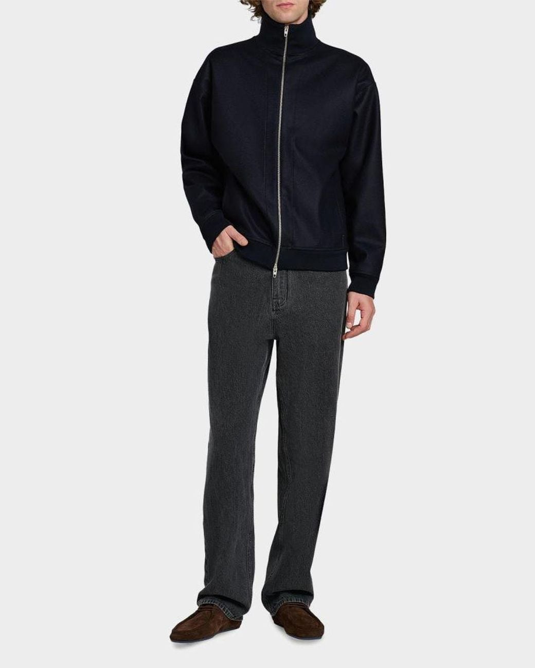 Jil Sander Blue Apos;S Melton Wool Zip-Front Jacket for men