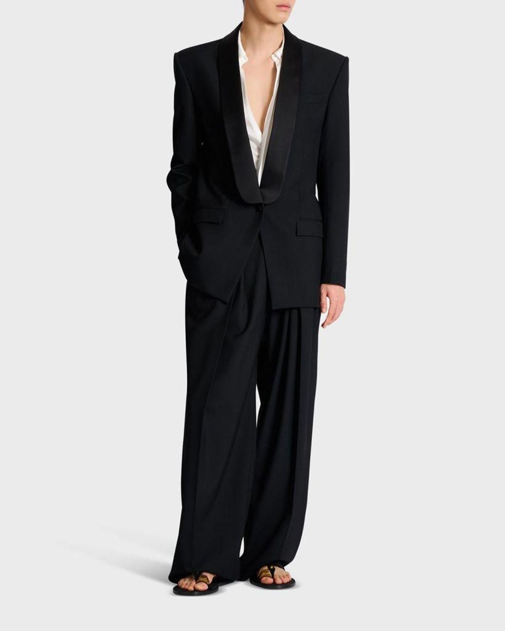 Balmain Blue Apos;S Wool Shawl Lapel Single-Button Dinner Jacket for men