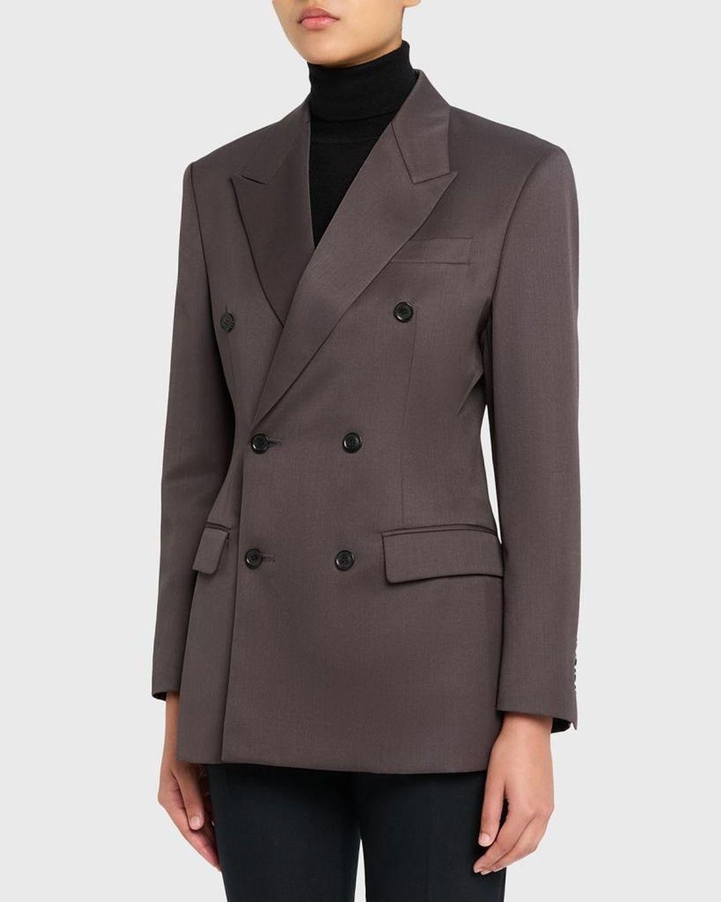 TONYWACK Brown Double-Breasted Wool Blazer