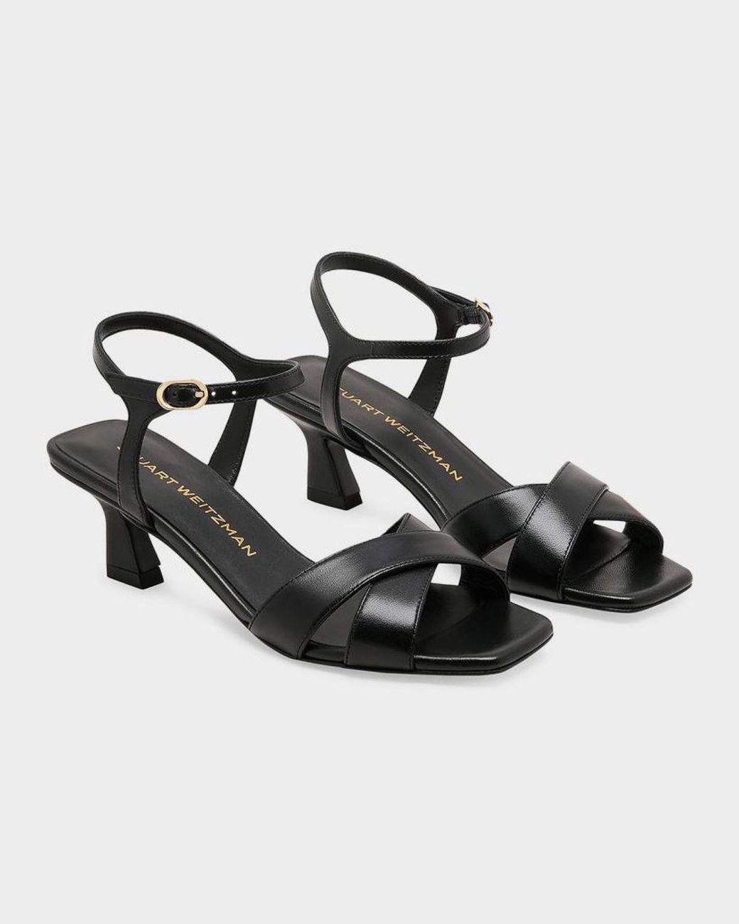 Stuart Weitzman Black 50Mm Vinnie Leather Sandals