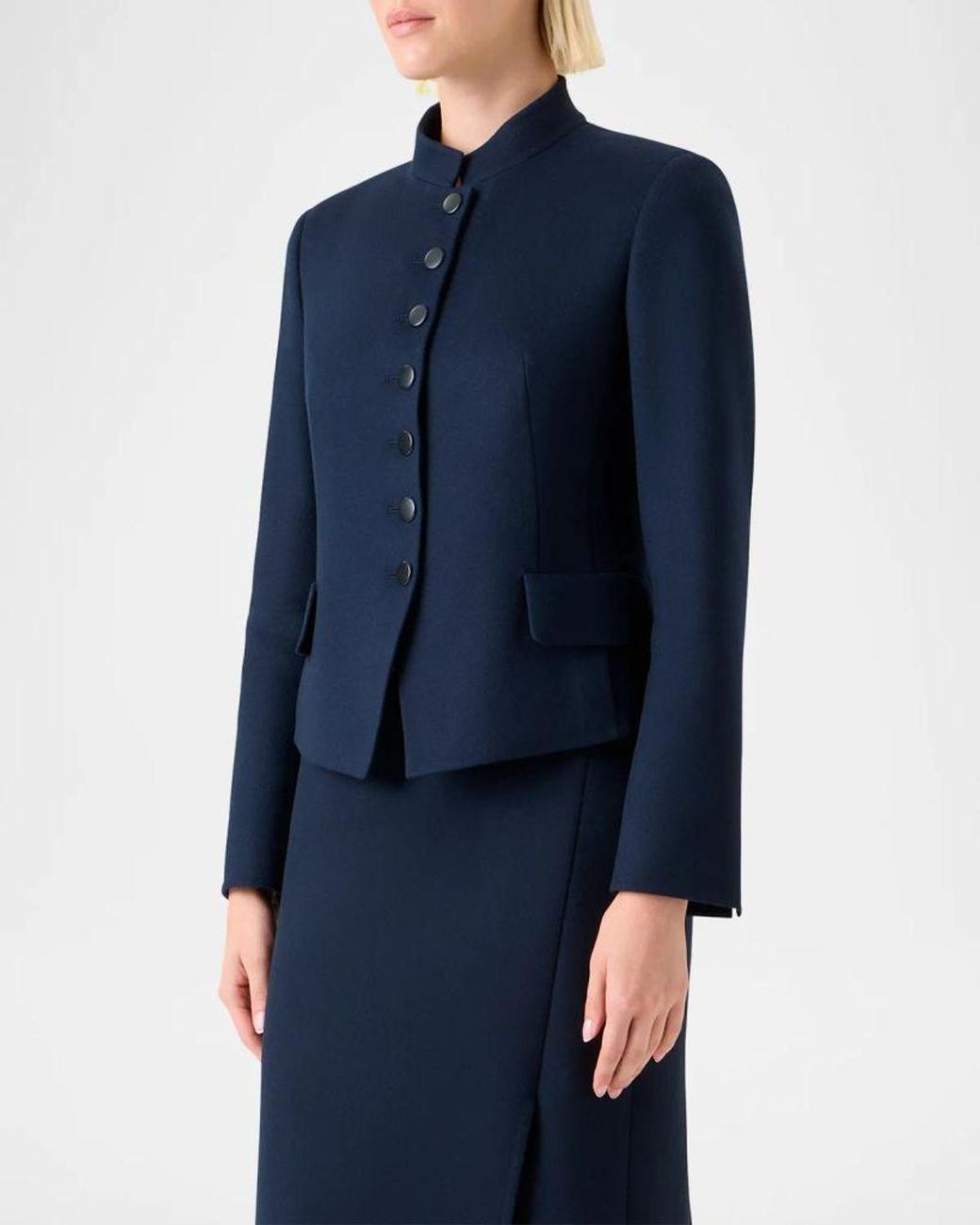 Akris Blue Deva Wool Flannel Double-Face Jacket