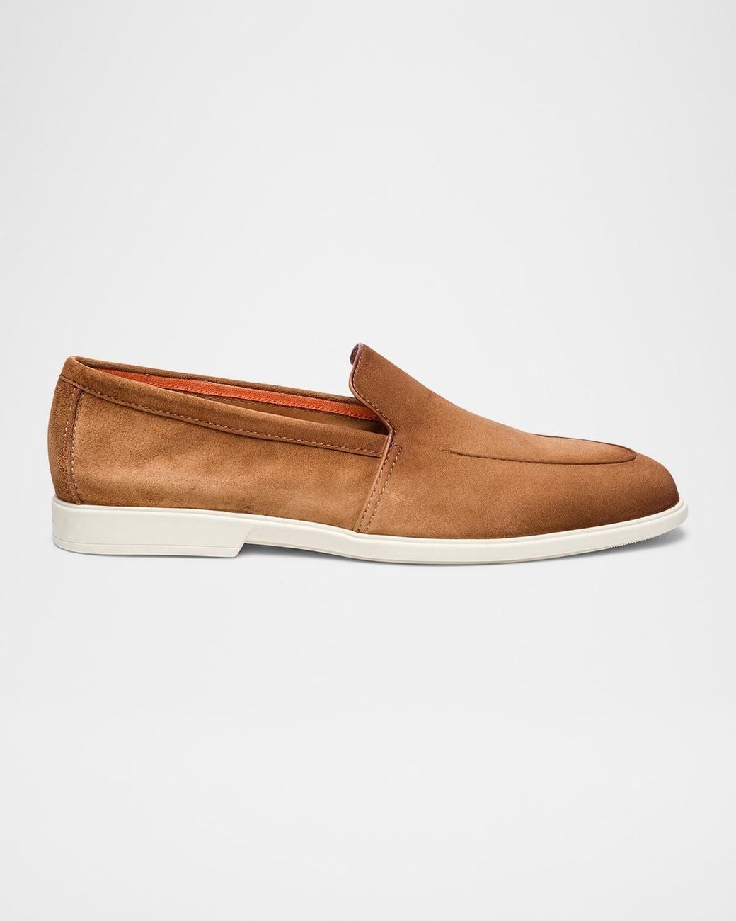 Santoni White Malibu Suede Loafers for men