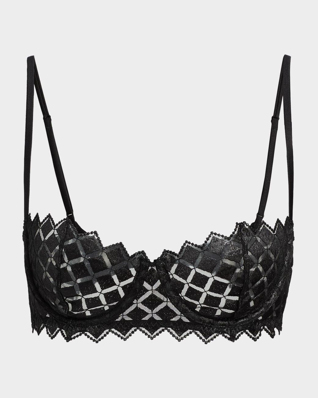Kiki de Montparnasse Lamine Embroidered Balconette Bra in Black | Lyst