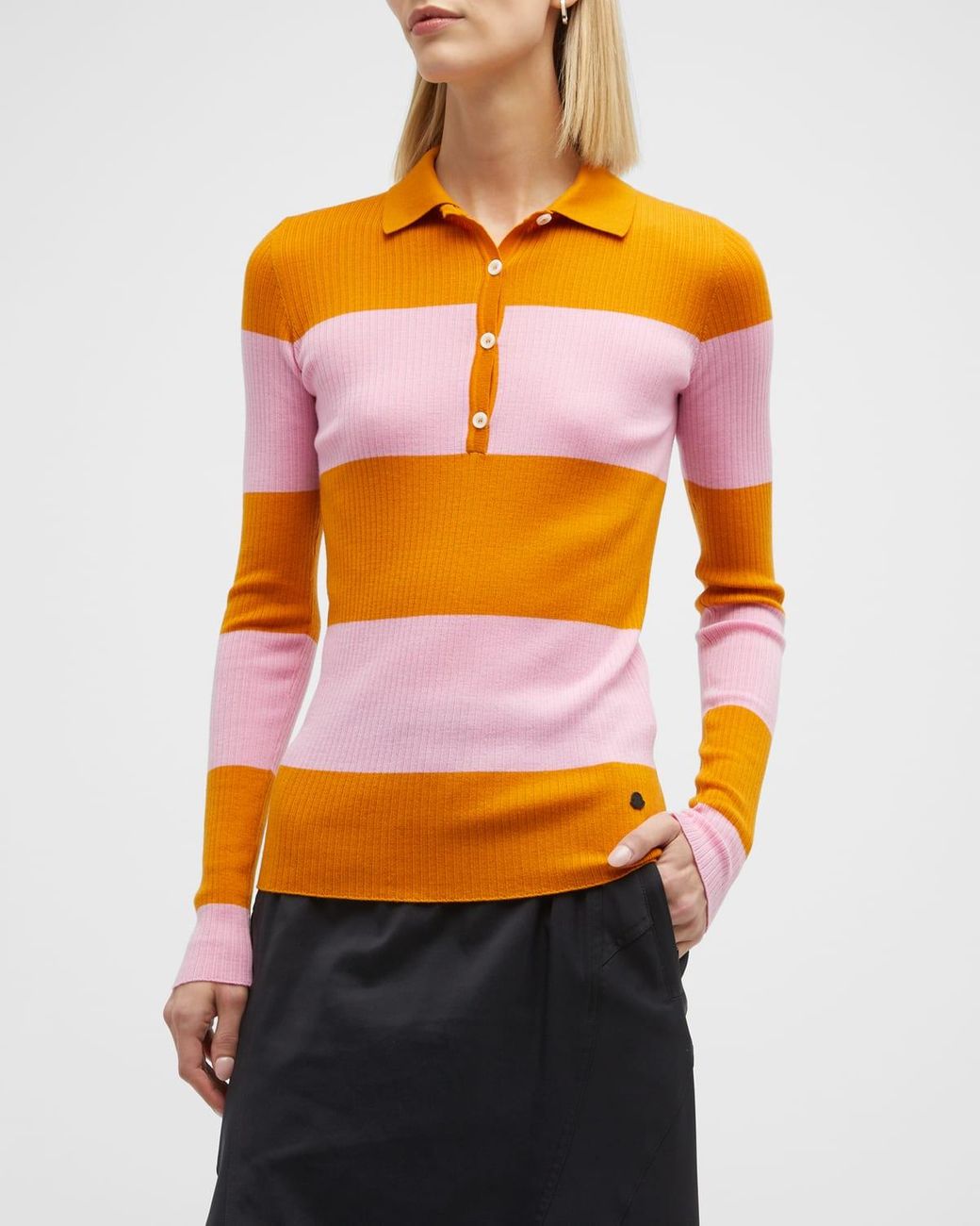 Moncler Genius Striped Polo Shirt in Orange | Lyst