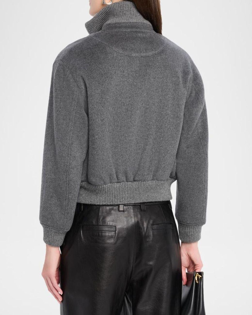 TSE Gray Double-Faced Cashmere Bomber Jacket