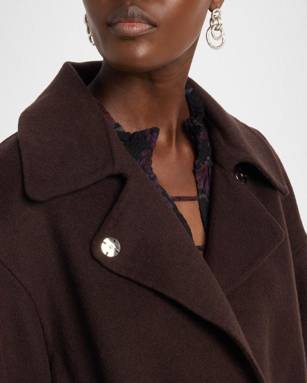 Ba&sh Purple Kam Wool-Blend Wrap Coat