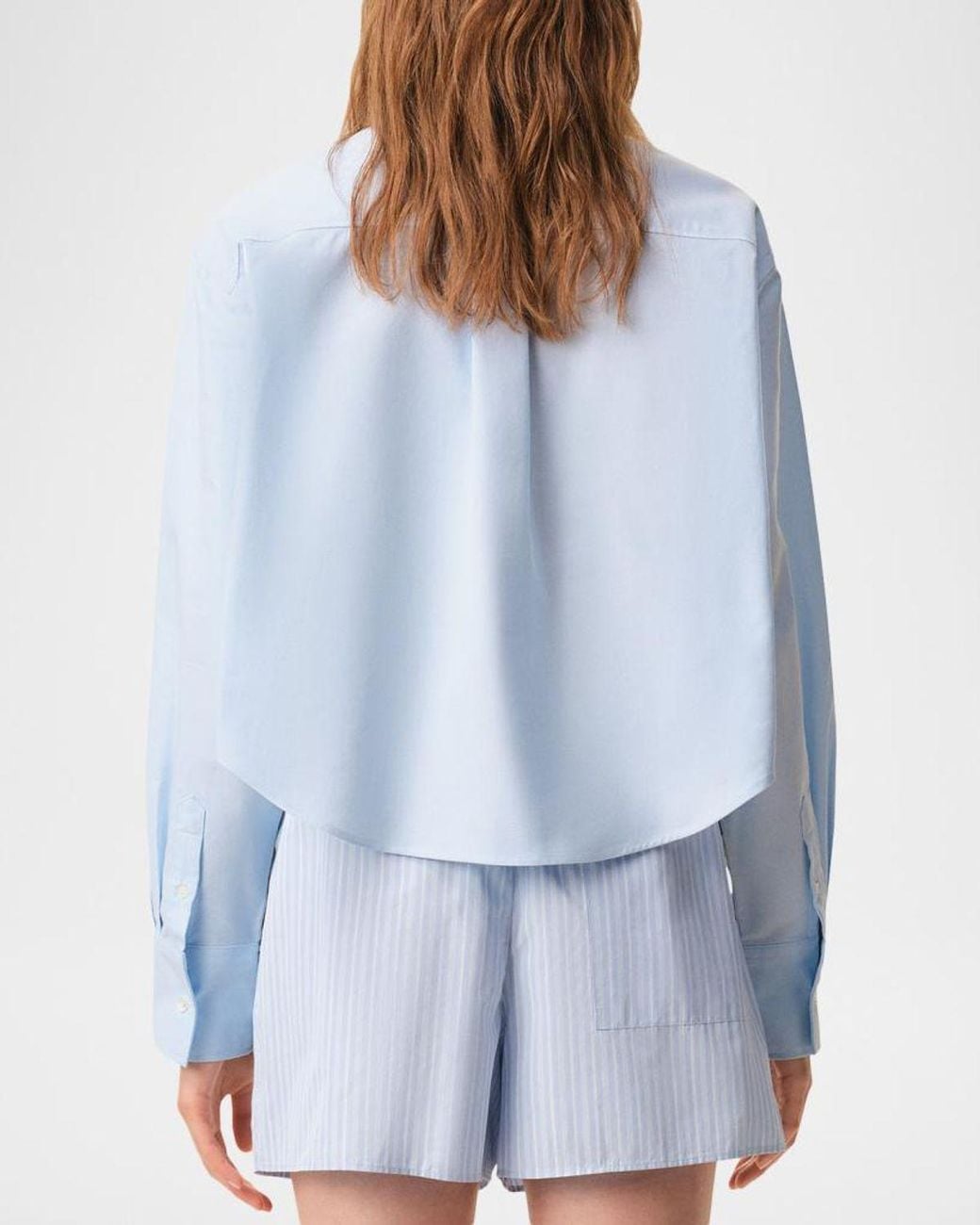 AMI Blue Oversized Cropped Button-Down Shirt