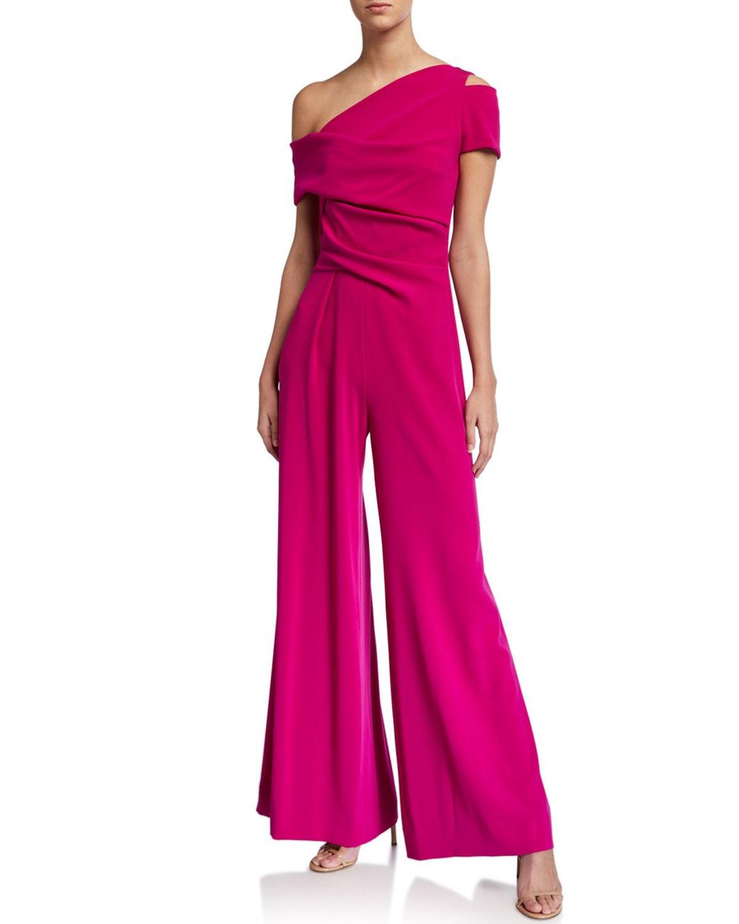 Talbot Runhof Synthetic Stretch Crepe Asymmetric Wide-leg Jumpsuit in ...