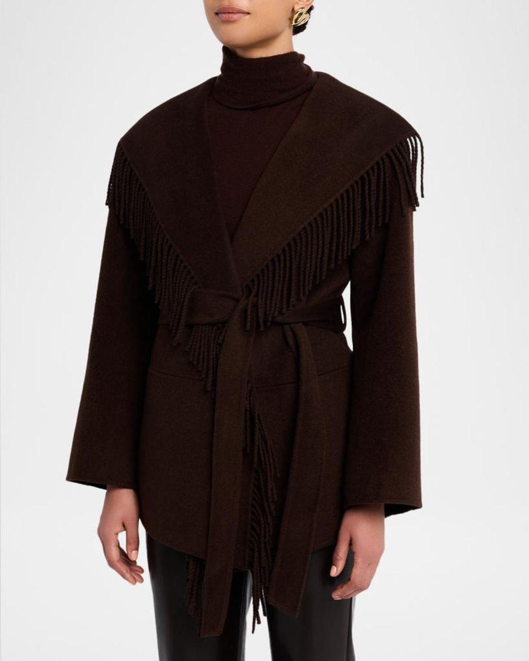 Jonathan Simkhai Black Rowen Fringe Wool Jacket