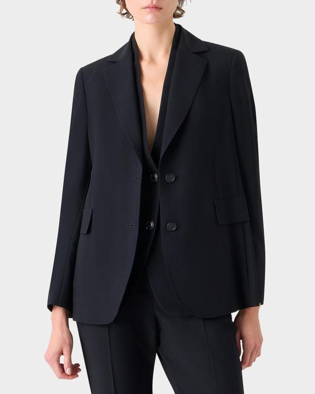 Akris Blue Malik Cool Wool Single-Breasted Jacket