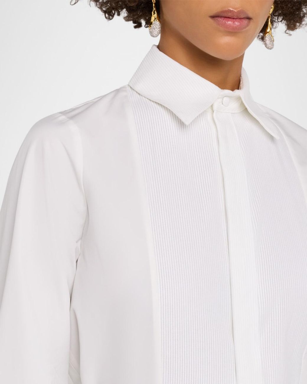 Dice Kayek White Bib-Front Cotton Poplin Button-Front Shirt