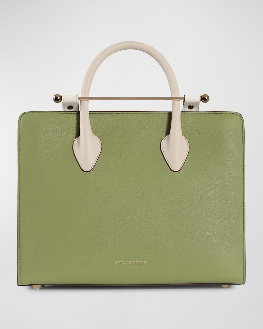The Strathberry Nano Tote - Top Handle Leather Mini Tote Bag - Green