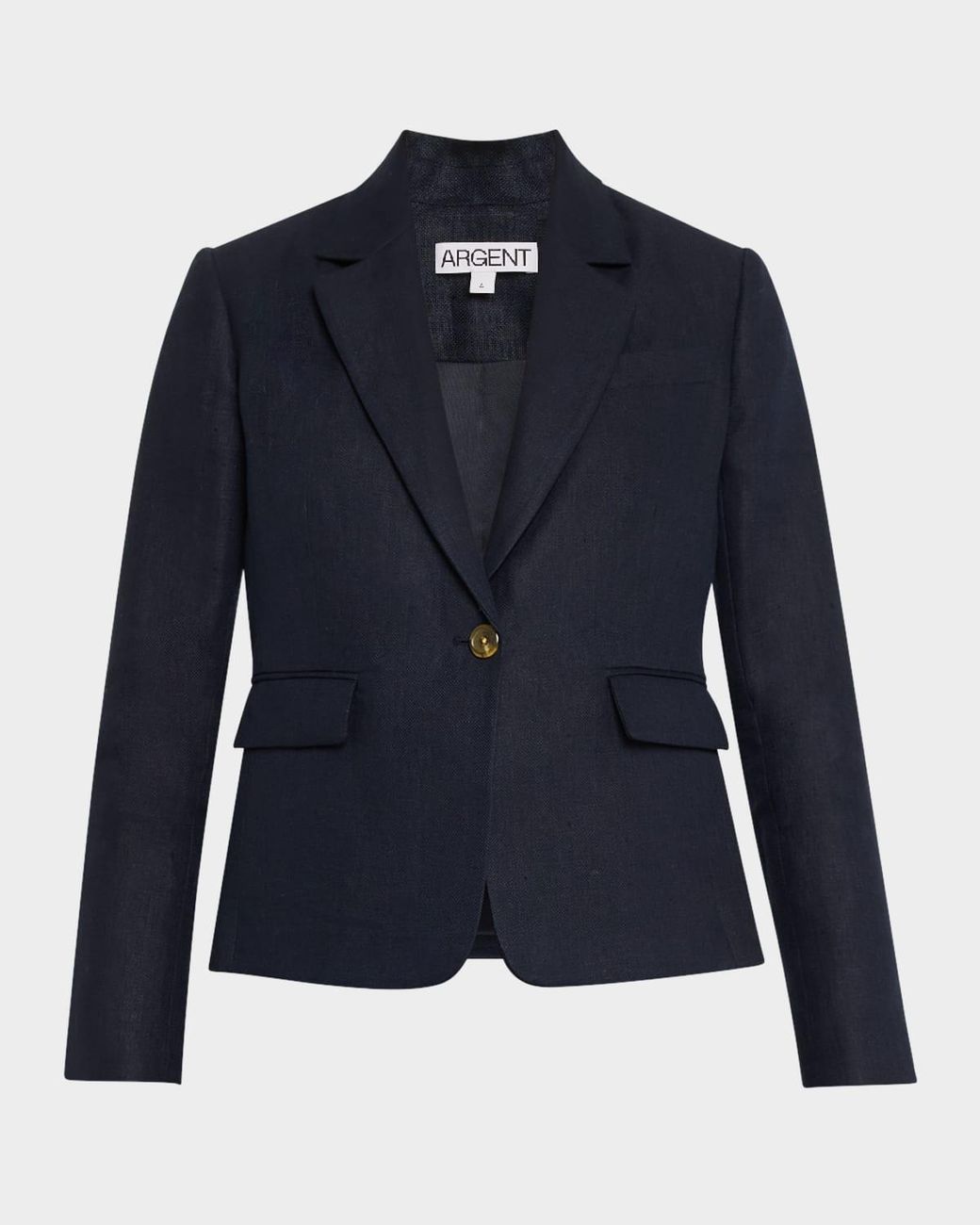 Argent Blue Single-Button Basketweave Linen Blazer
