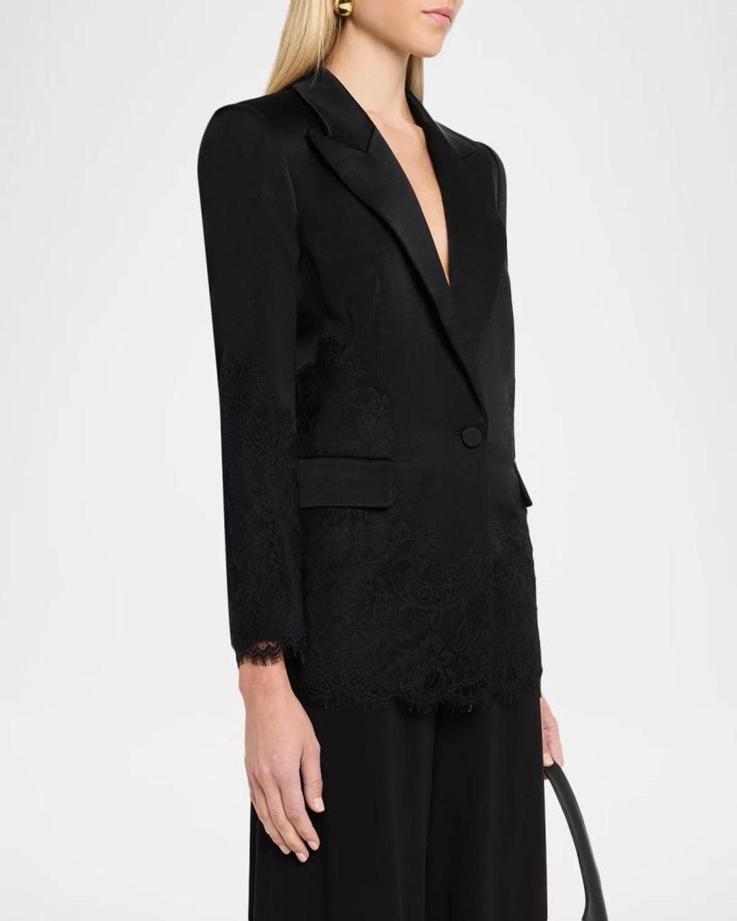 Emanuel Ungaro Black Norma Single-Button Lace Jacket