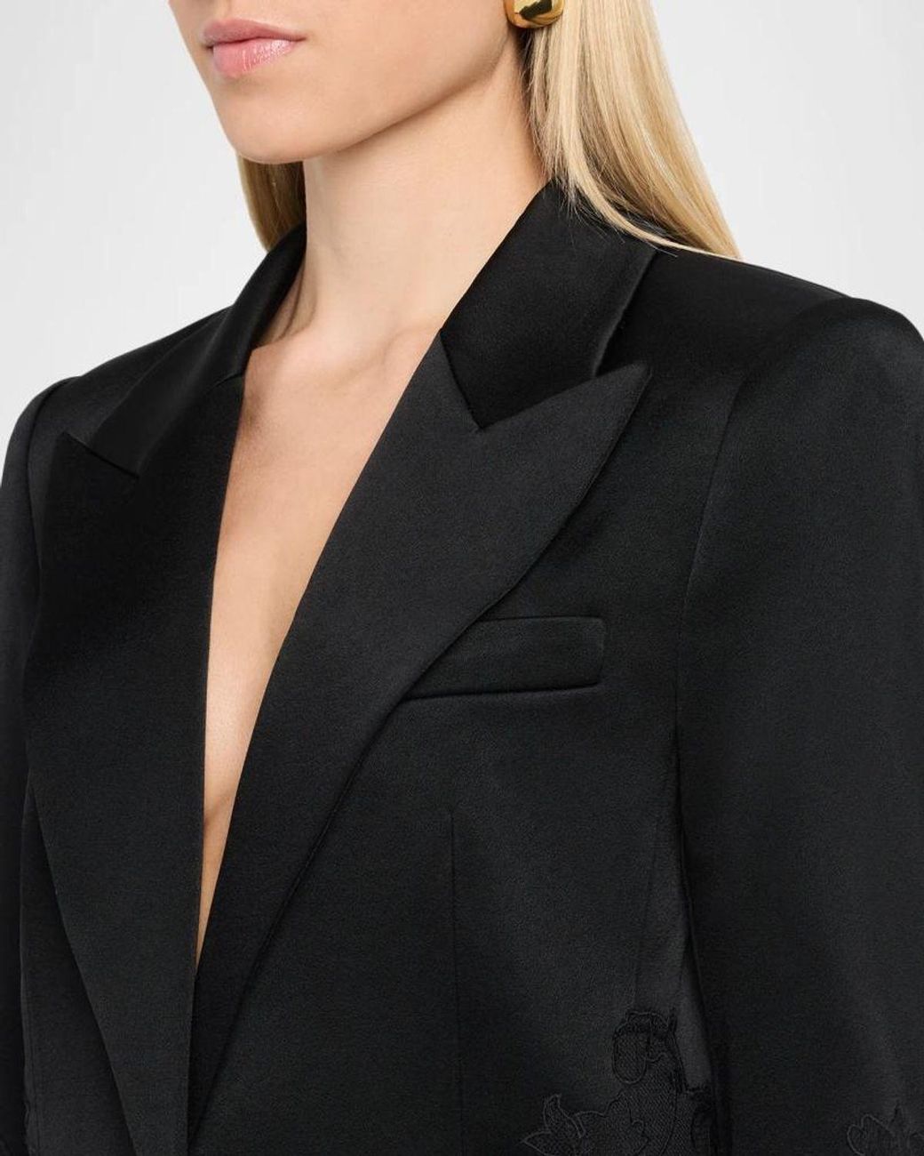 Emanuel Ungaro Black Norma Single-Button Lace Jacket