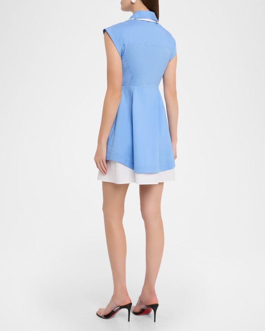 Veronica Beard Blue Westcott Button-Front Mini Dress