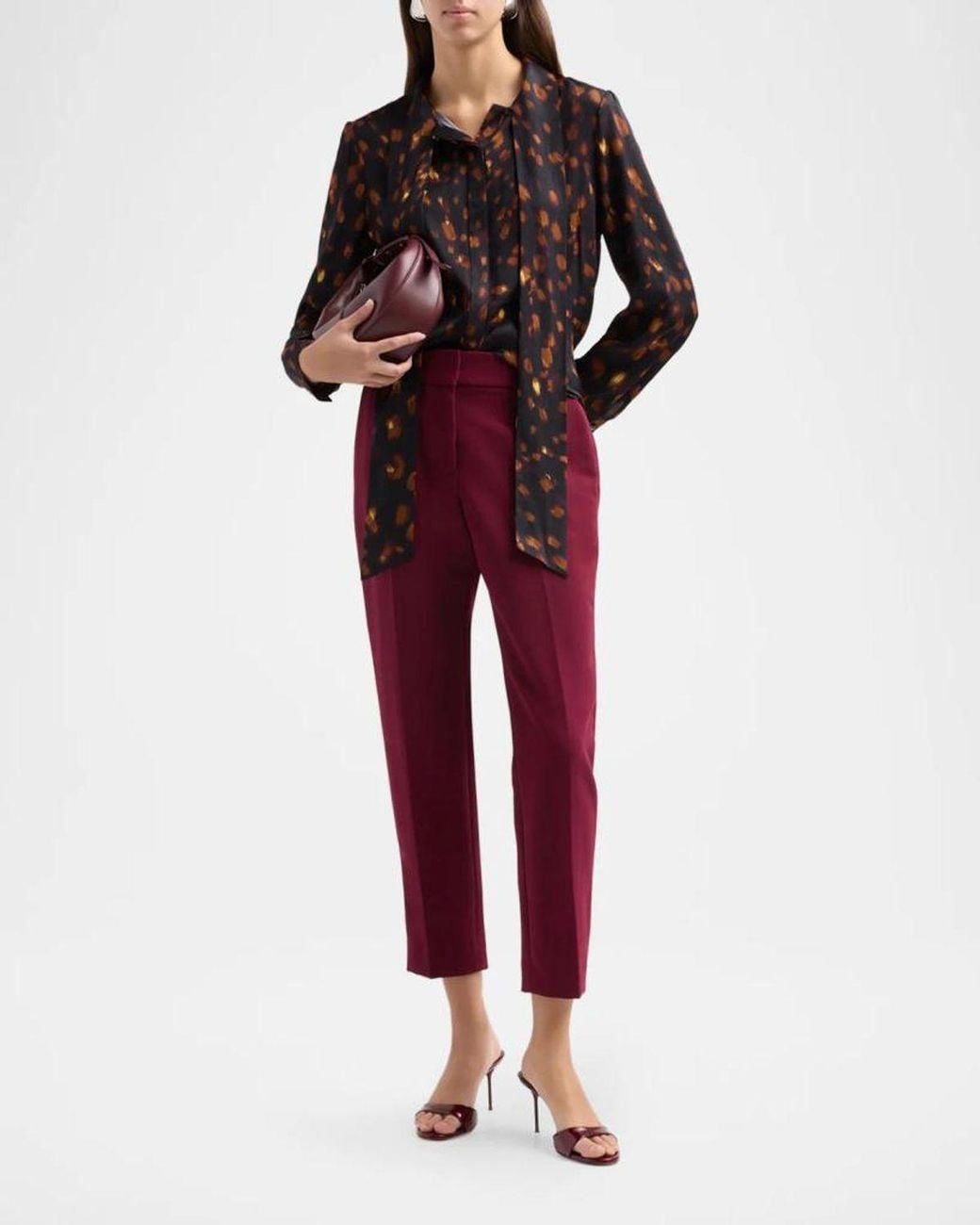 MILLY Nicola Cady Crop Pants in Red | Lyst