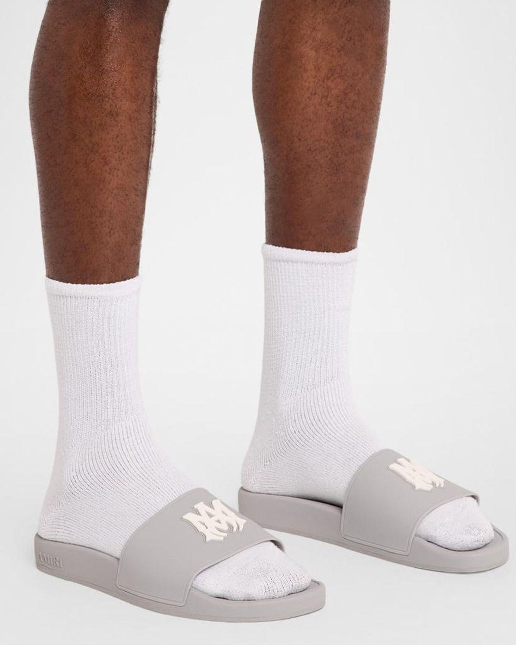 Amiri White Ma Logo Pool Slides for men